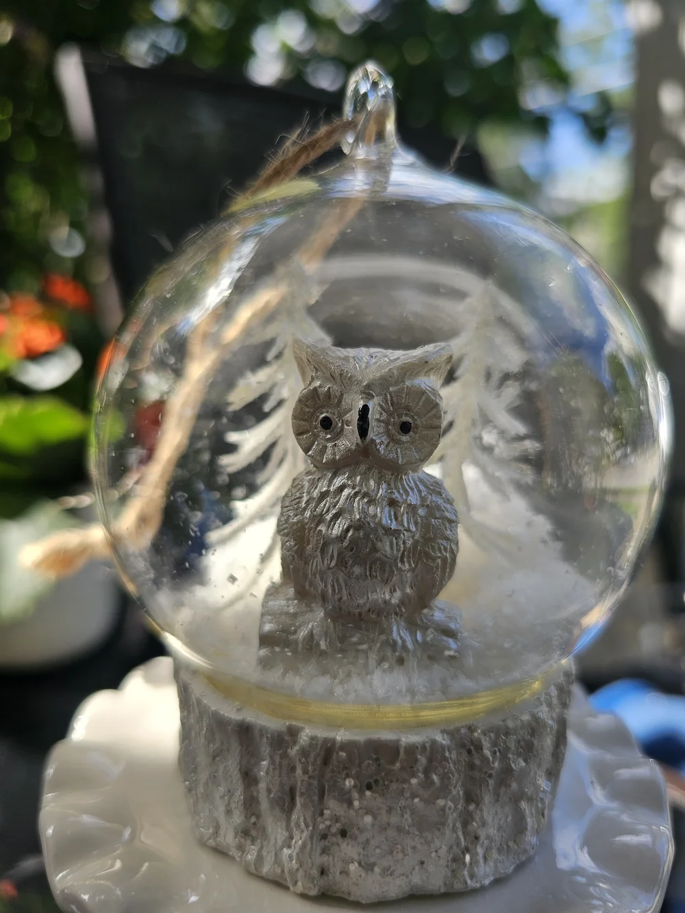 Pottery Barn Light-Up Snowy Owl Cloche Christmas Ornament - Flashing/Steady LED